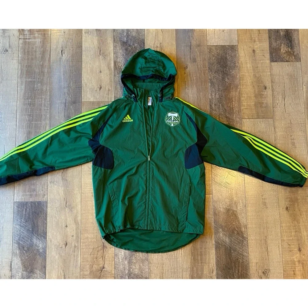 Adidas Portland Timbers Jacket Mens M Green Soccer MLS Vented Alaska Airlines
